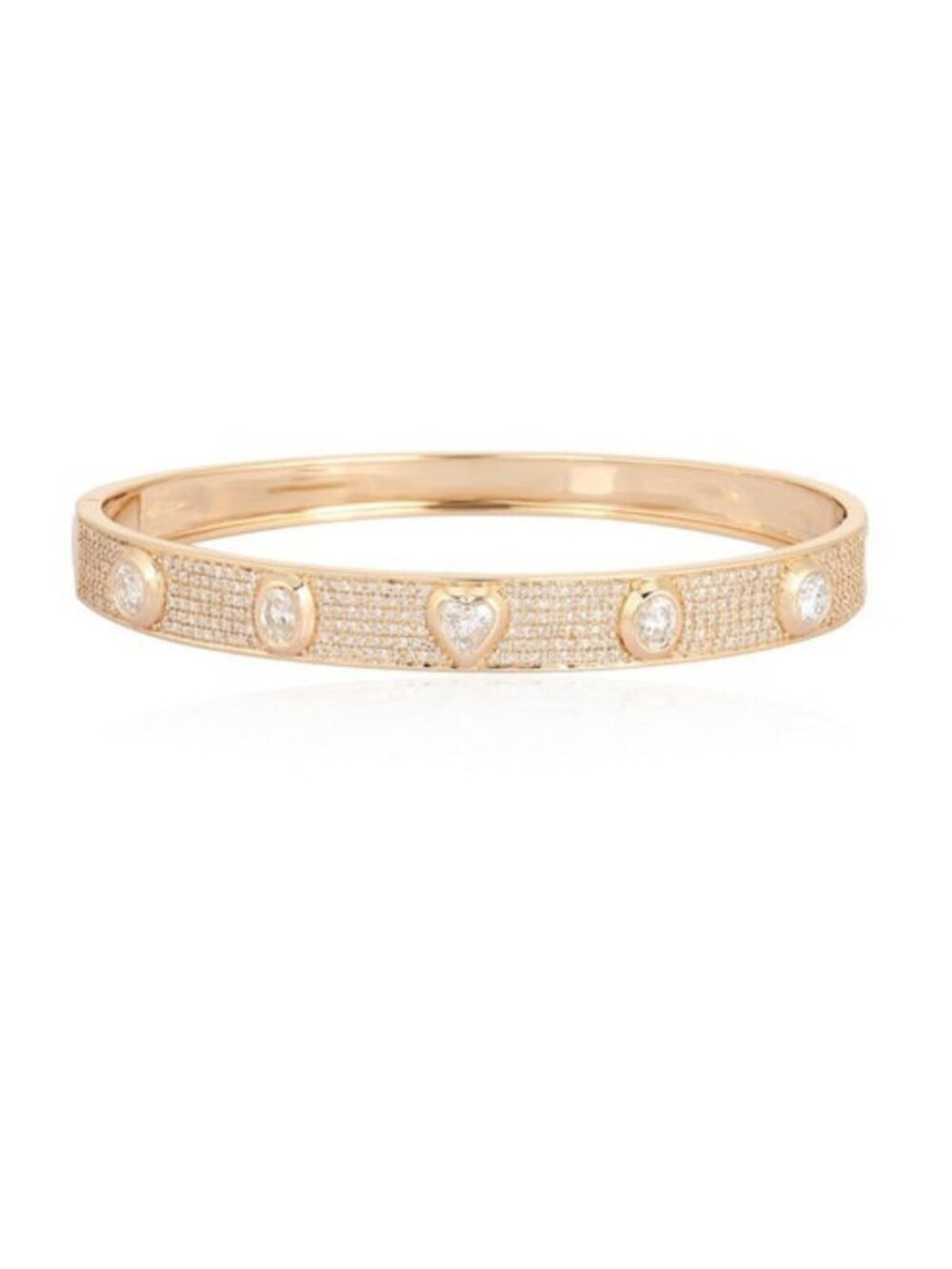 Charm Everlasting 14K (or 18k upon request) Yellow Gold Diamond Bangle Bracelet